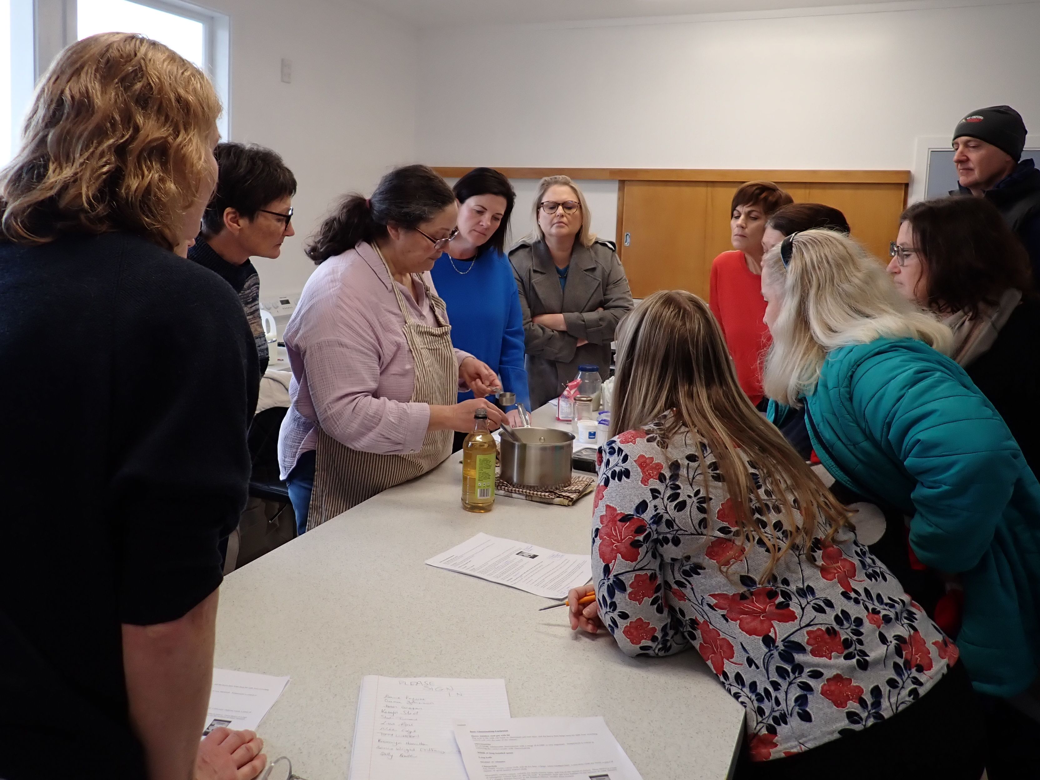 Andrea Gauland teaching a cheesemaking class
